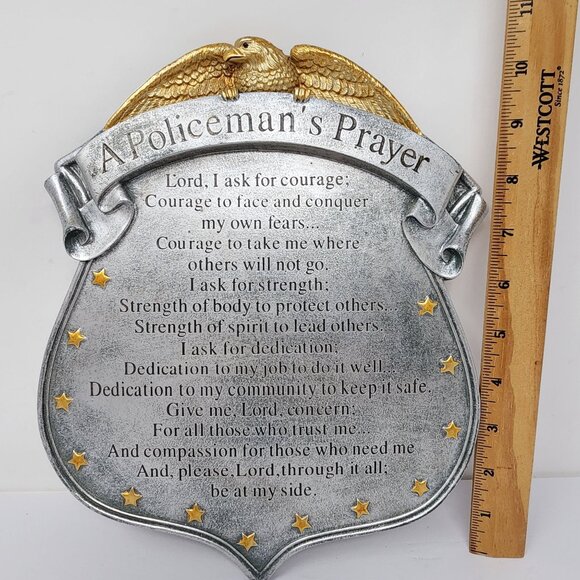 Spoonflower Policemans Prayer Shield Wall Plaque Golden Eagle 11 Inch Decor - Picture 6 of 7